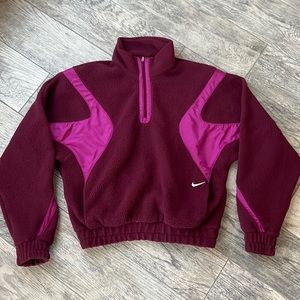 Nike maroon quarter zip fleece pullover